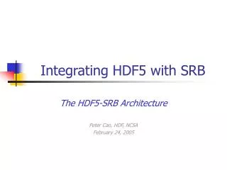 Integrating HDF5 with SRB