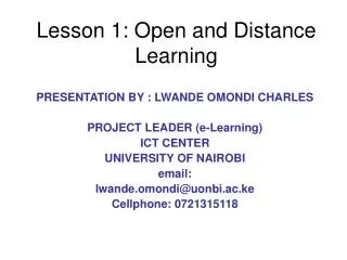 Lesson 1: Open and Distance Learning