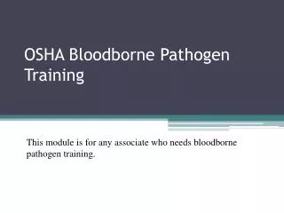 OSHA Bloodborne Pathogen Training
