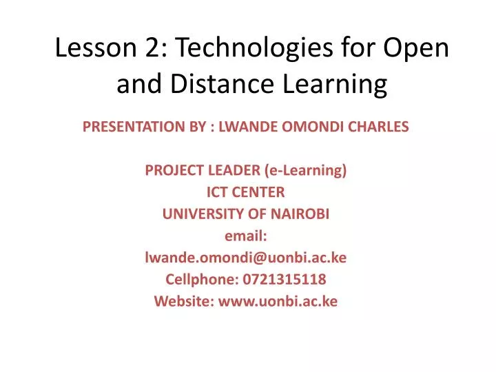 lesson 2 technologies for open and distance learning