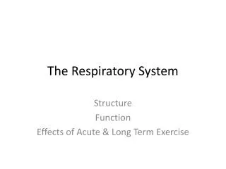 The Respiratory System