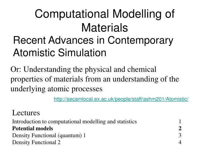 computational modelling of materials