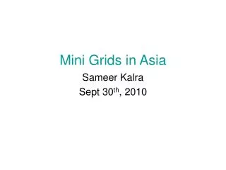 Mini Grids in Asia