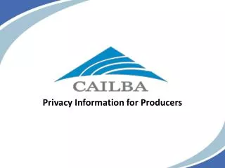 Privacy Information for Producers