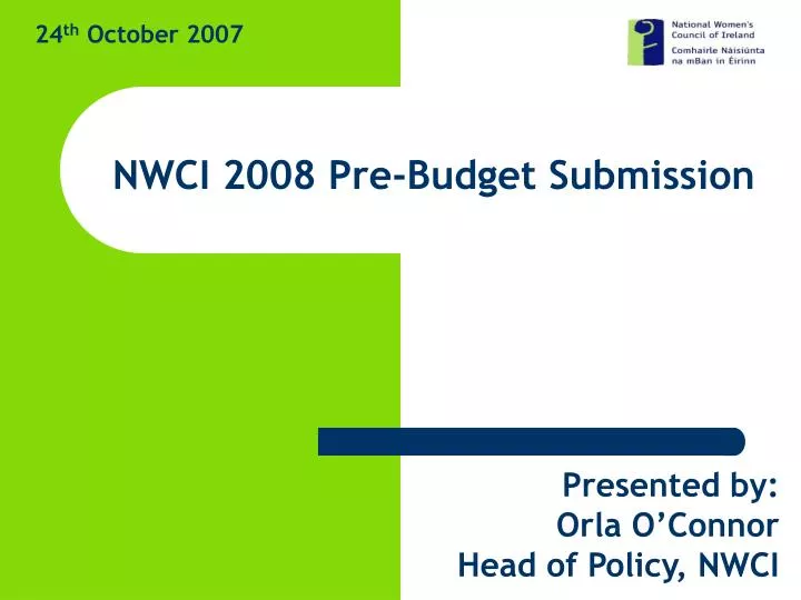 nwci 2008 pre budget submission