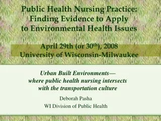 Deborah Pasha WI Division of Public Health