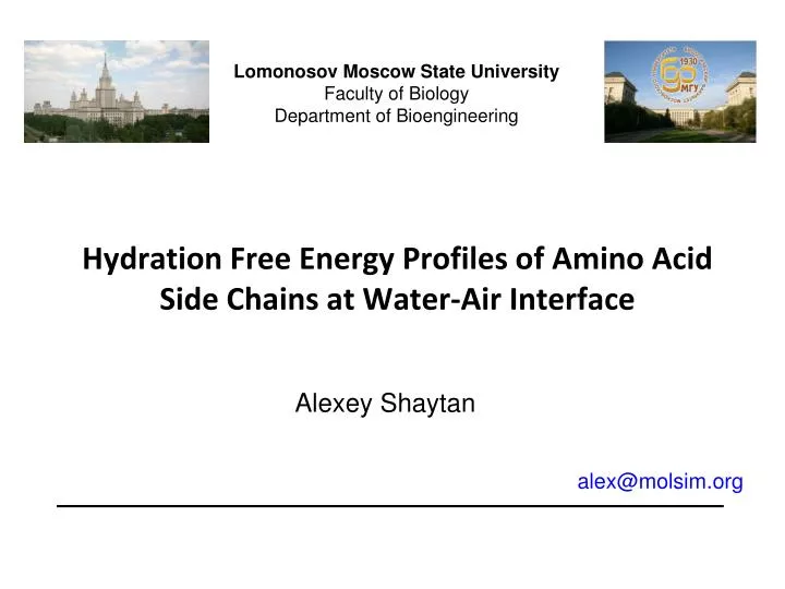 hydration free energy profiles of amino acid side chains at water air interface