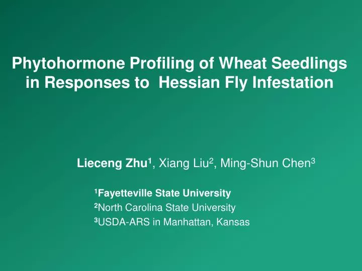 phytohormone profiling of wheat seedlings in responses to hessian fly infestation