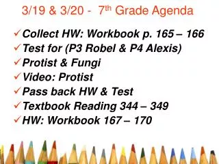 3/19 &amp; 3/20 - 7 th Grade Agenda
