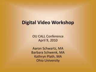 Digital Video Workshop