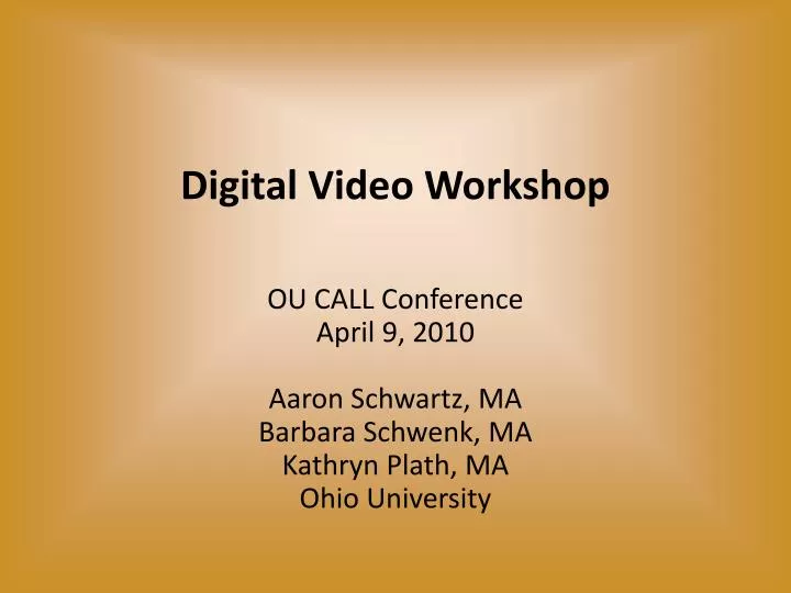 digital video workshop