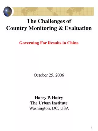 The Challenges of Country Monitoring &amp; Evaluation Governing For Results in China