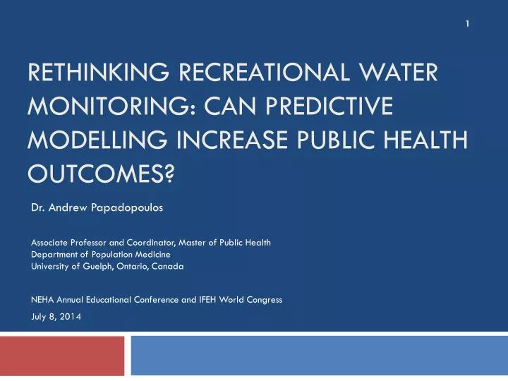 rethinking recreational water monitoring can predictive modelling increase public health outcomes