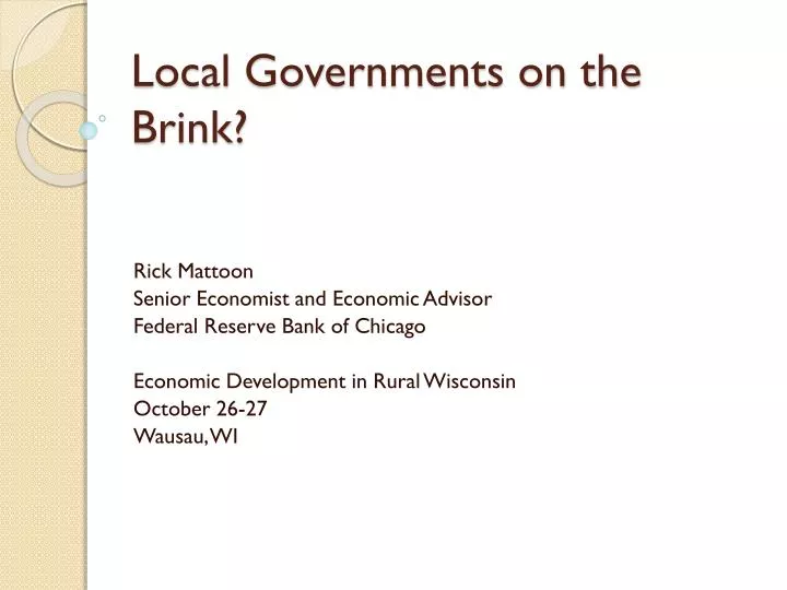 local governments on the brink