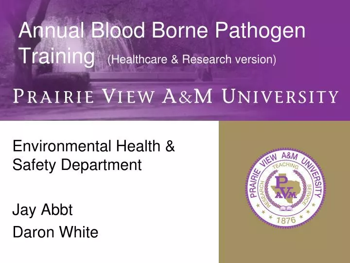 annual blood borne pathogen training healthcare research version