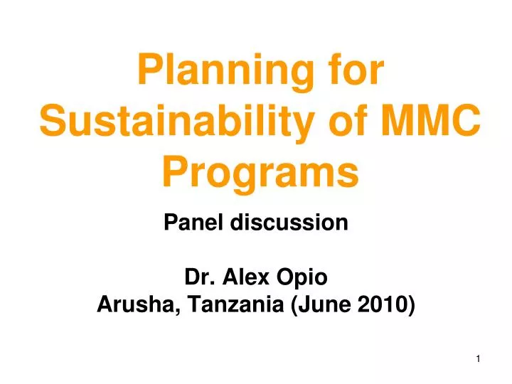 planning for sustainability of mmc programs
