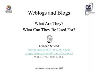Weblogs and Blogs