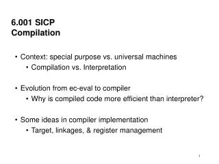 6.001 SICP Compilation