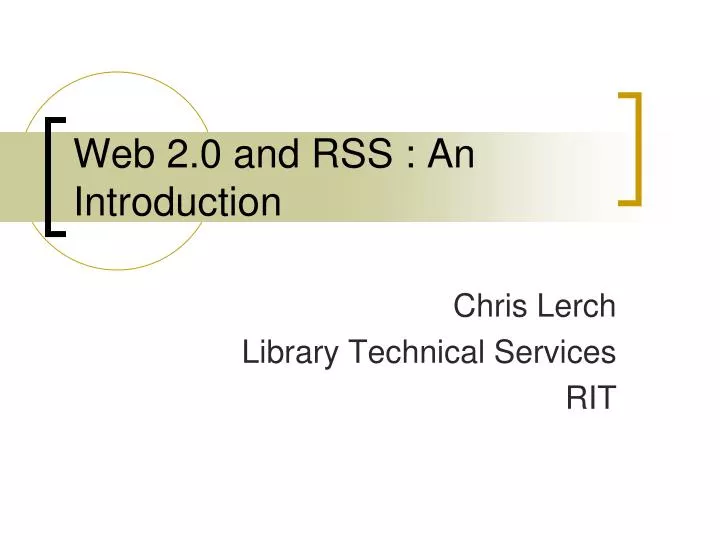 web 2 0 and rss an introduction