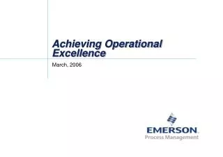 Achieving Operational Excellence