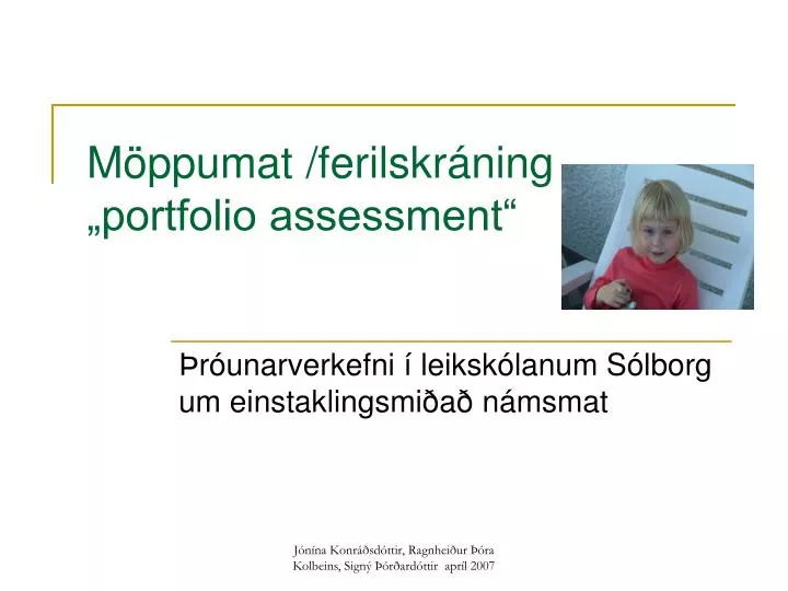 m ppumat ferilskr ning portfolio assessment