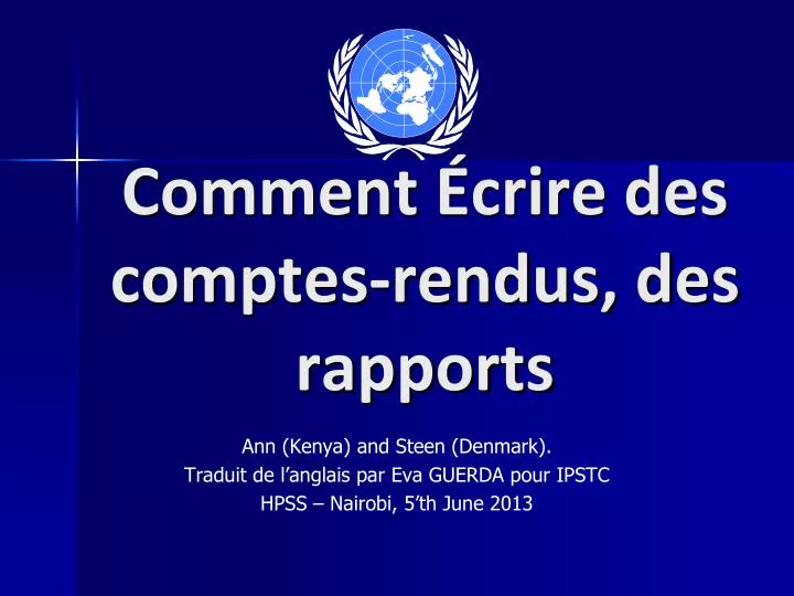 comment crire des comptes rendus des rapports