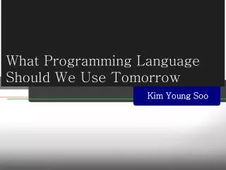 What Programming Language Should We Use Tomorrow