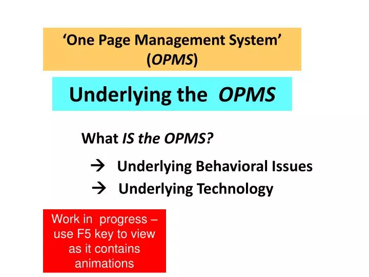 underlying the opms