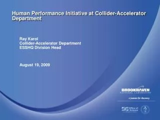 Human Performance Initiative at Collider-Accelerator Department