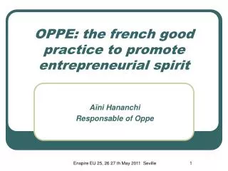 OPPE: the french good practice to promote entrepreneurial spirit