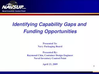 Identifying Capability Gaps and Funding Opportunities