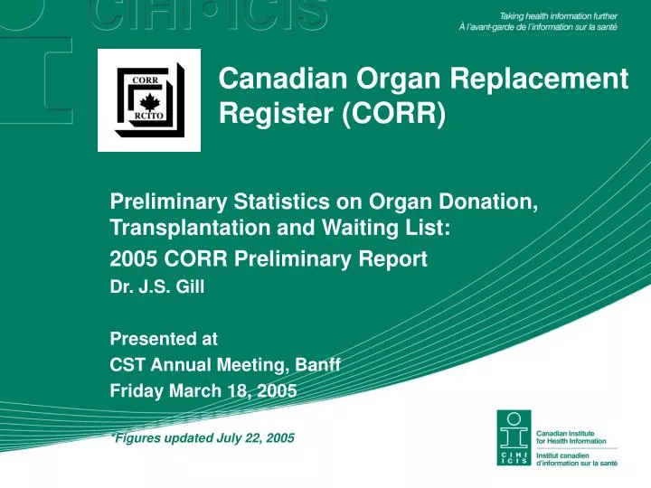 canadian organ replacement register corr