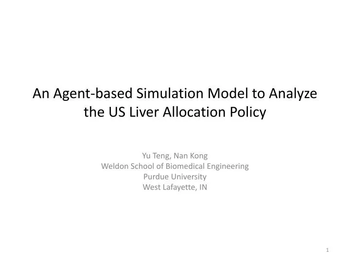 an agent based simulation model to analyze the us liver allocation policy