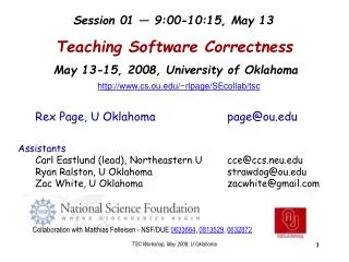 Teaching Software Correctness