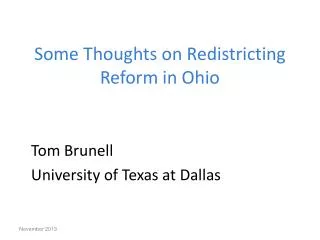Some Thoughts on Redistricting Reform in Ohio
