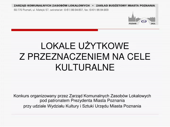 lokale u ytkowe z przeznaczeniem na cele kulturalne