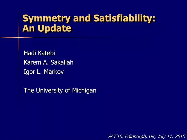 symmetry and satisfiability an update