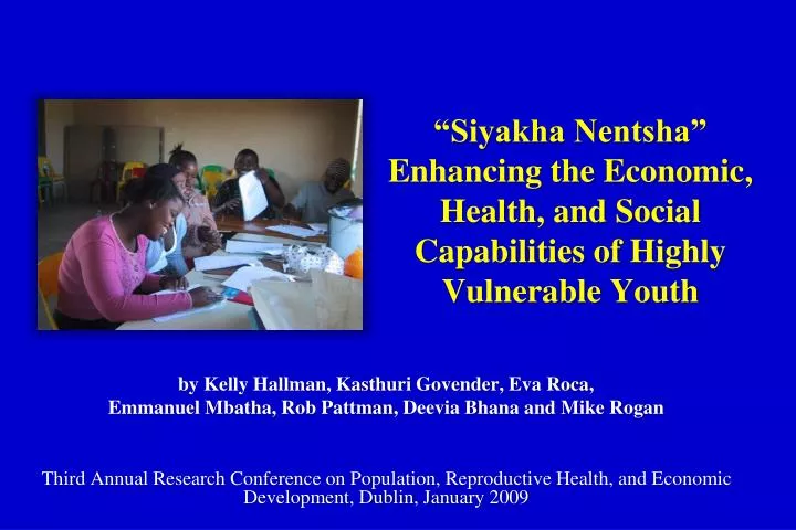 siyakha nentsha enhancing the economic health and social capabilities of highly vulnerable youth