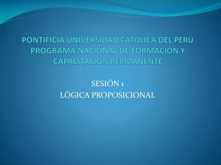 pontificia universidad cat lica del per programa nacional de formaci n y capacitaci n permanente