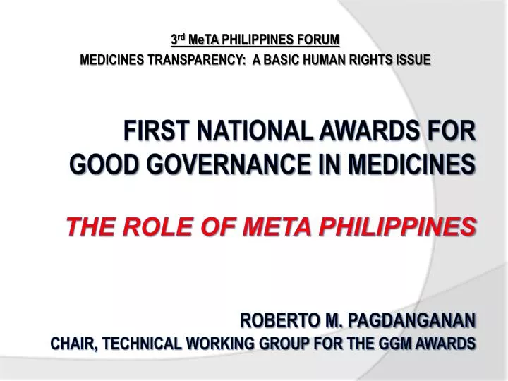 3 rd meta philippines forum medicines transparency a basic human rights issue