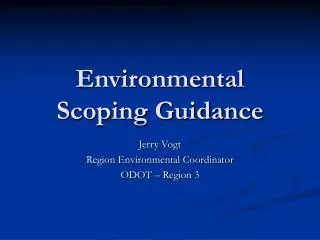 Environmental Scoping Guidance