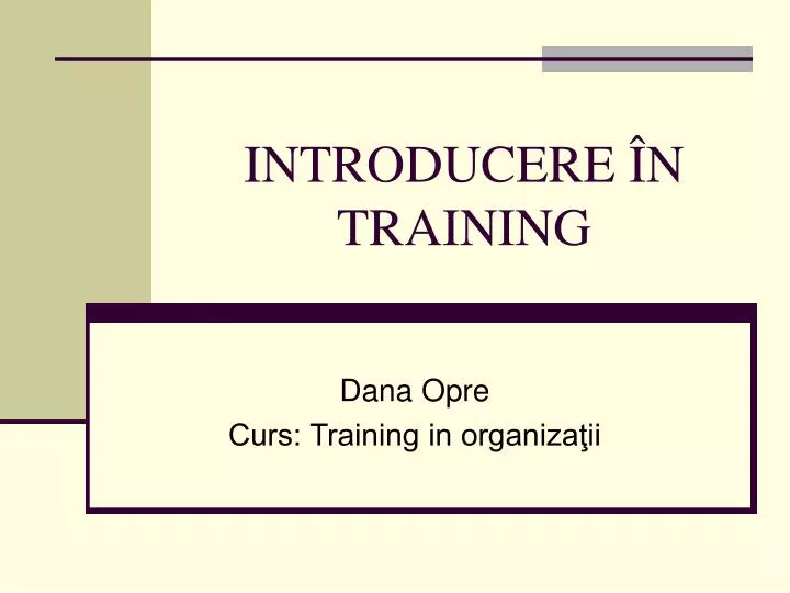introducere n training