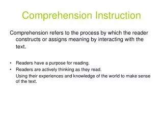 Comprehension Instruction