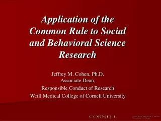 Application of the Common Rule to Social and Behavioral Science Research