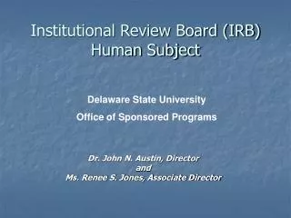 Institutional Review Board (IRB) Human Subject