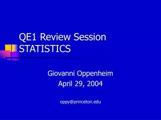 QE1 Review Session STATISTICS