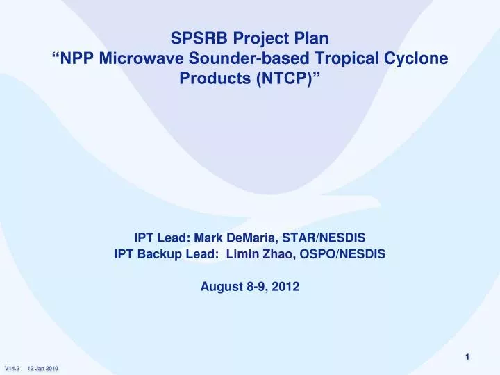 spsrb project plan npp microwave sounder based tropical cyclone products ntcp