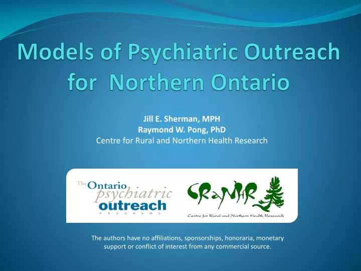 models of psychiatric outreach for northern ontario