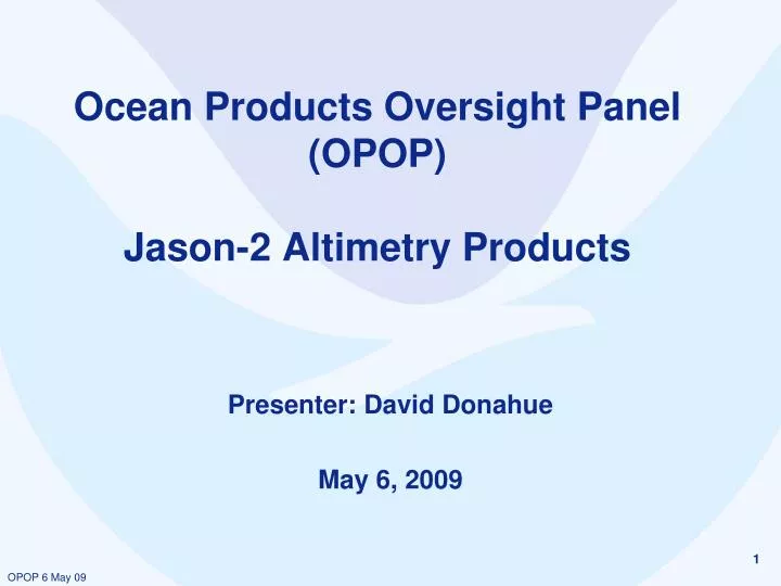 ocean products oversight panel opop jason 2 altimetry products