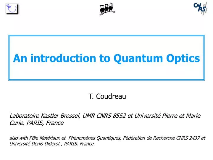 an introduction to quantum optics
